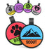 Front view of Two-Tone Silent Silicone Dog ID Tags showcasing assorted two-tone colors and engraved name and phone with white background
