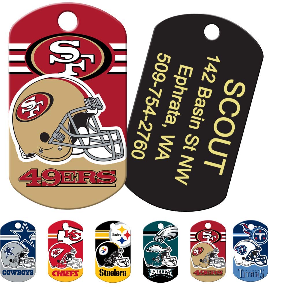 GoTags Personalized Football Sports Team Dog Tags, Custom Engraved Pet ID Tag, Military Shape