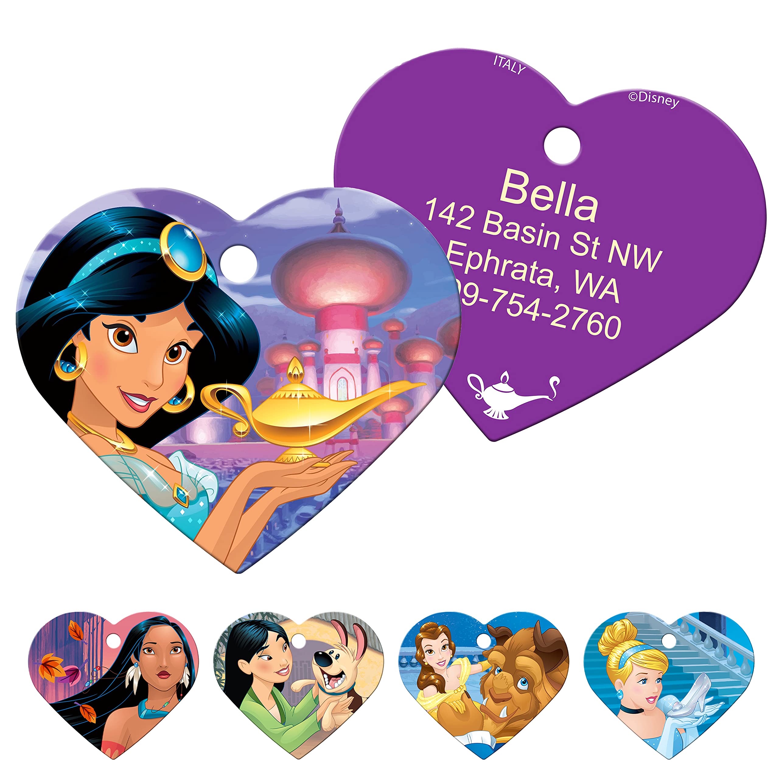 GoTags Personalized Pet ID Tags for Disney Princess Fans, Dog Tags for Dogs and Cats, Personalized Engraved with Your Custom Text
