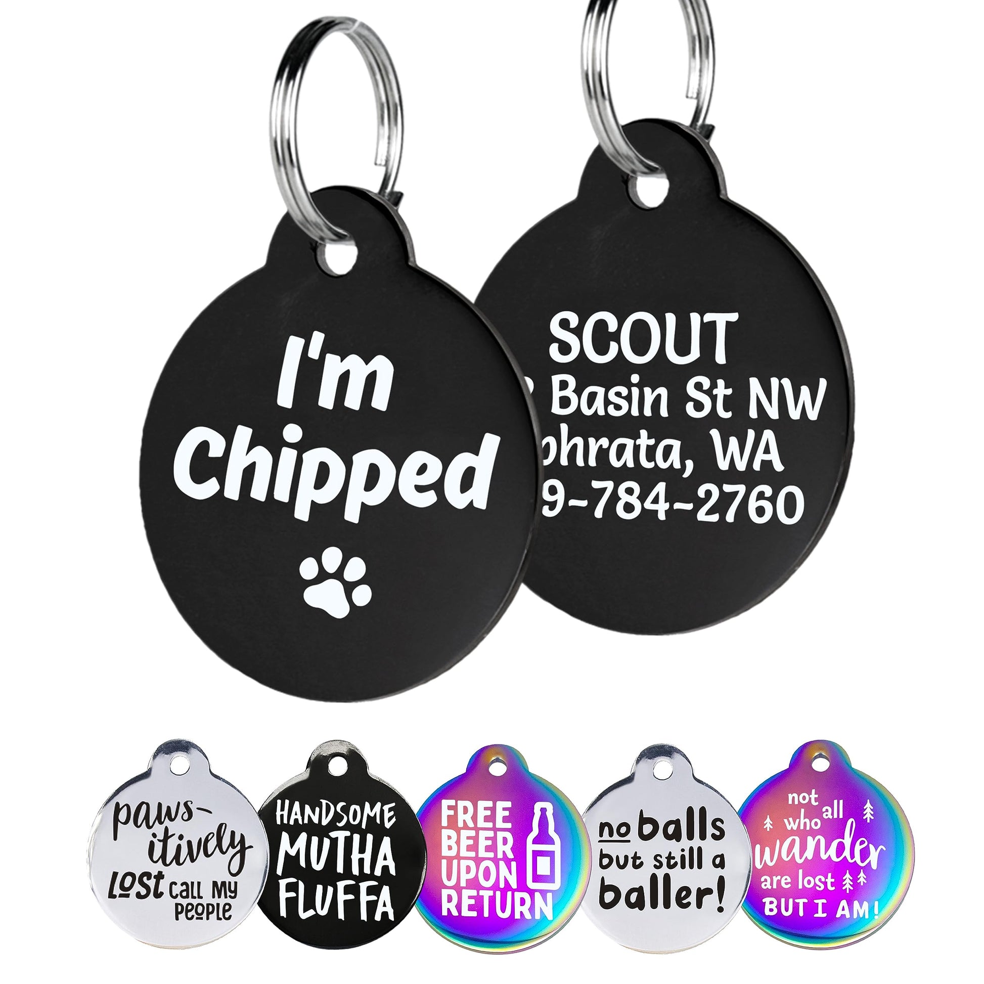 Black Steel Funny Dog ID Tag