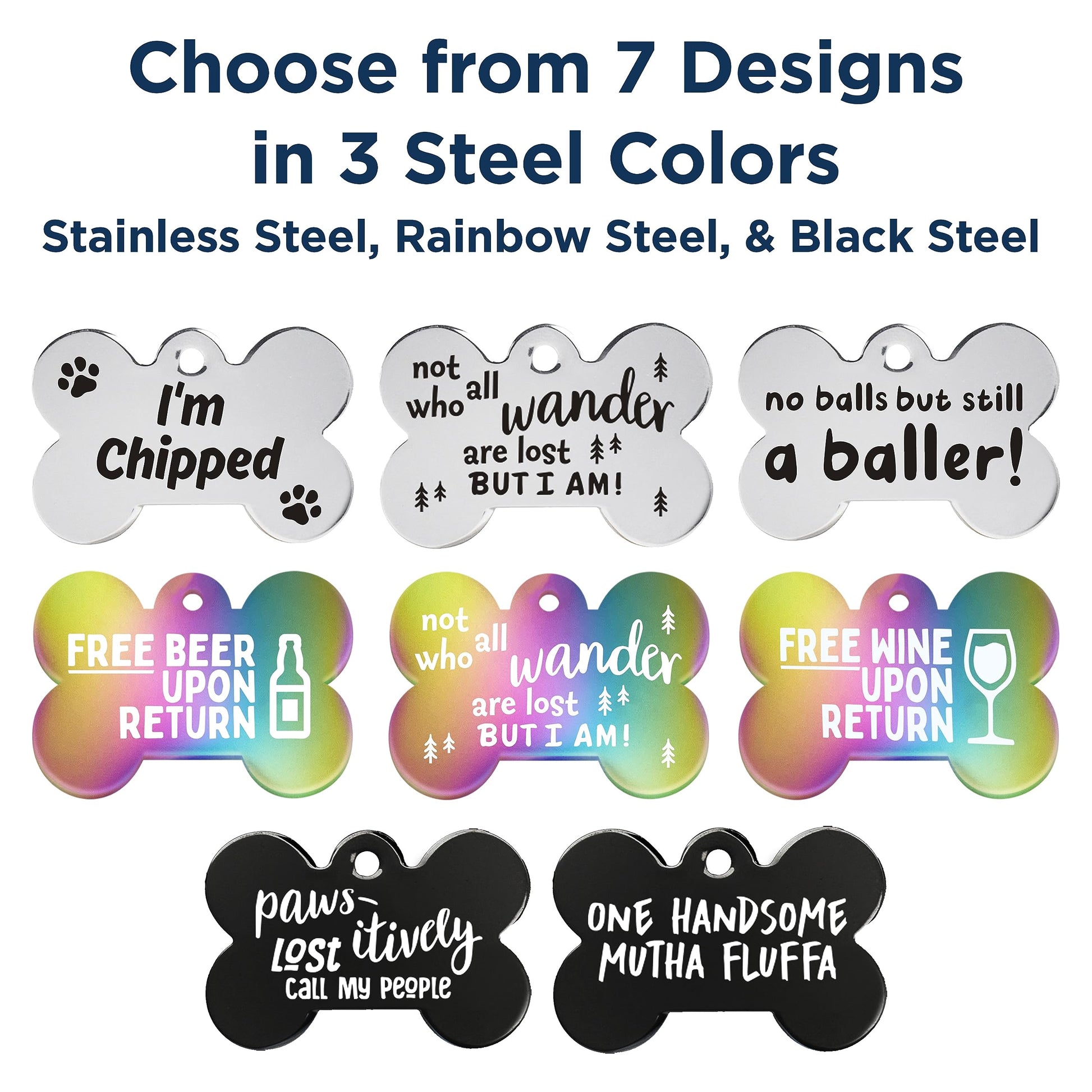 Black Steel Funny Dog ID Tag