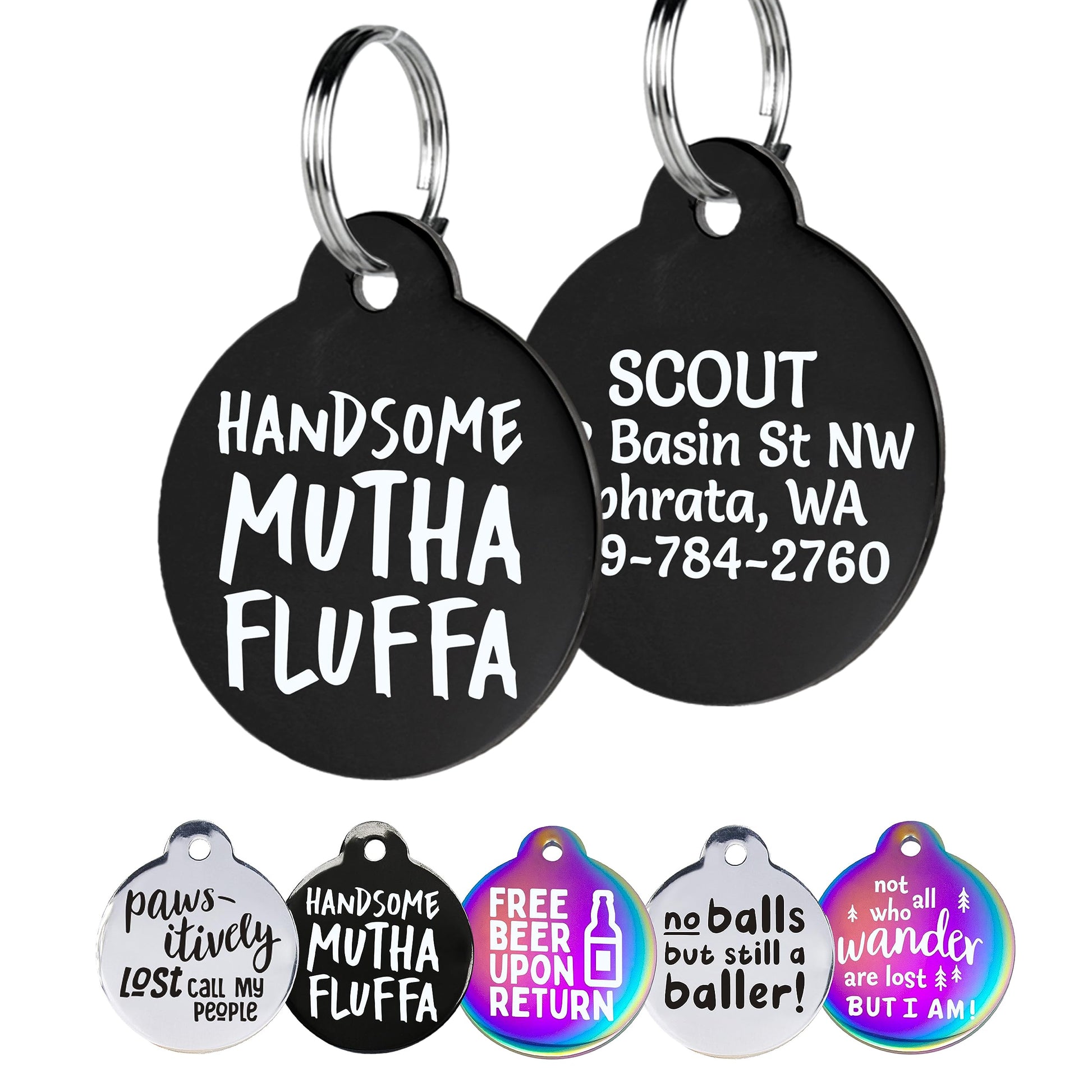 Black Steel Funny Dog ID Tag