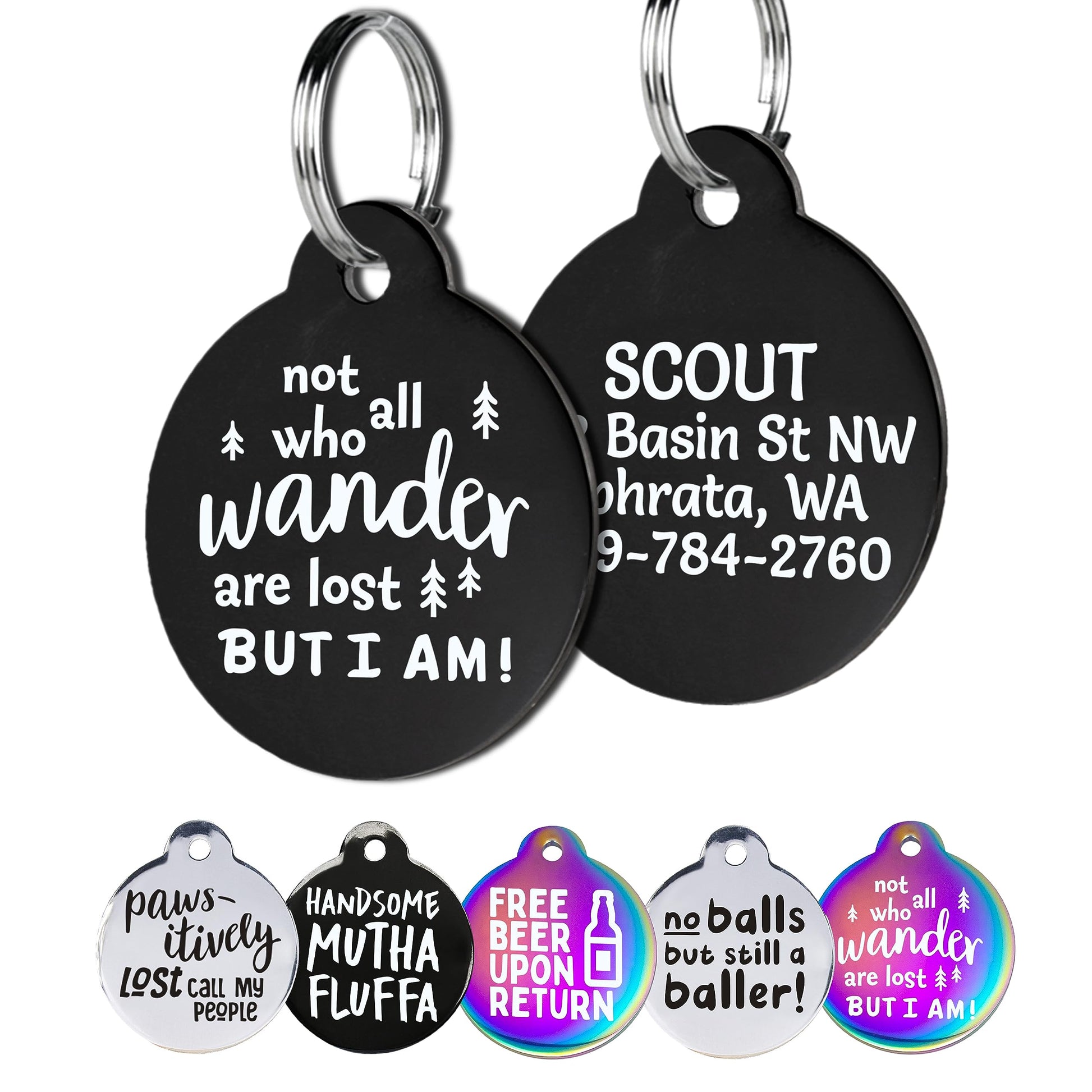 Black Steel Funny Dog ID Tag