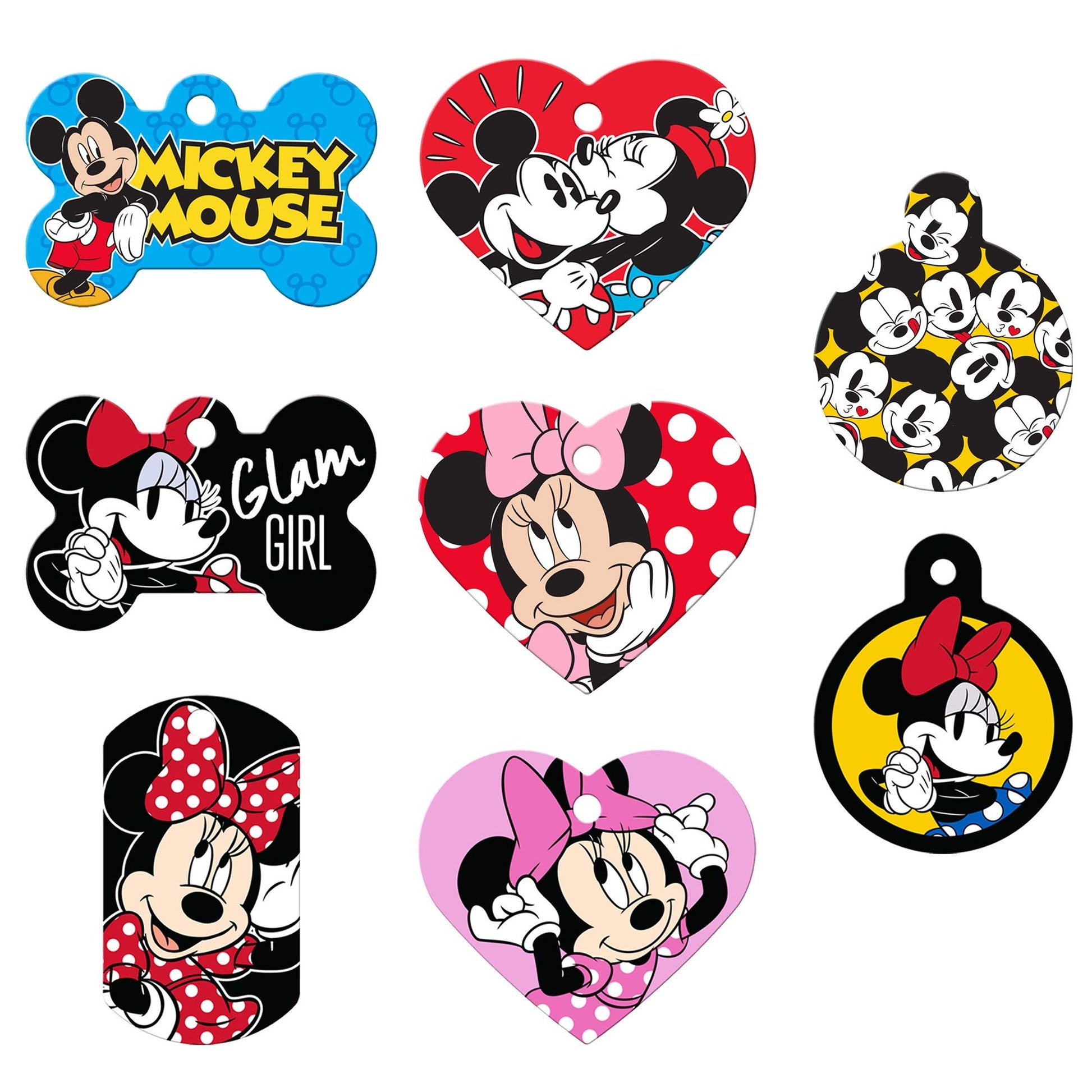 GoTags Mickey Mouse and Minnie Mouse Pet ID Tags, Disney Dog Tags for Dogs and Cats, Personalized Engraved with up to 4 Lines