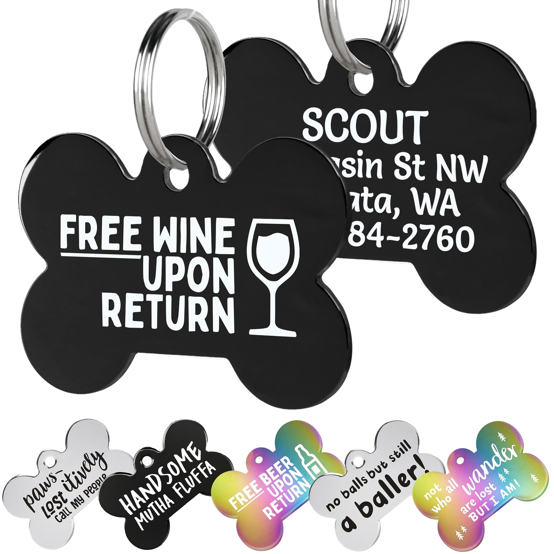 Black Steel Funny Dog ID Tag