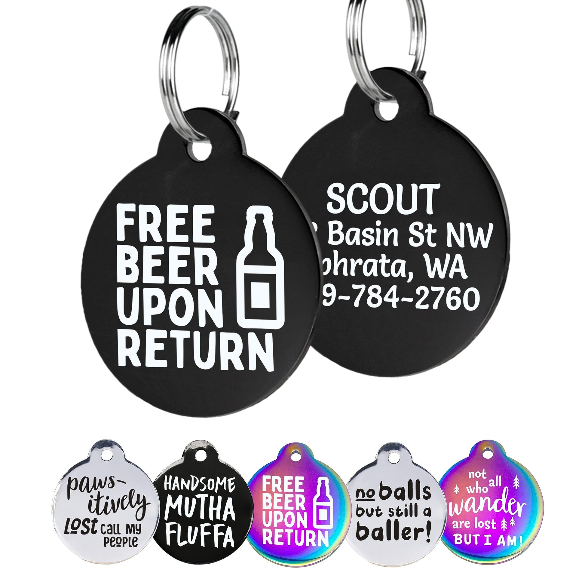 Black Steel Funny Dog ID Tag