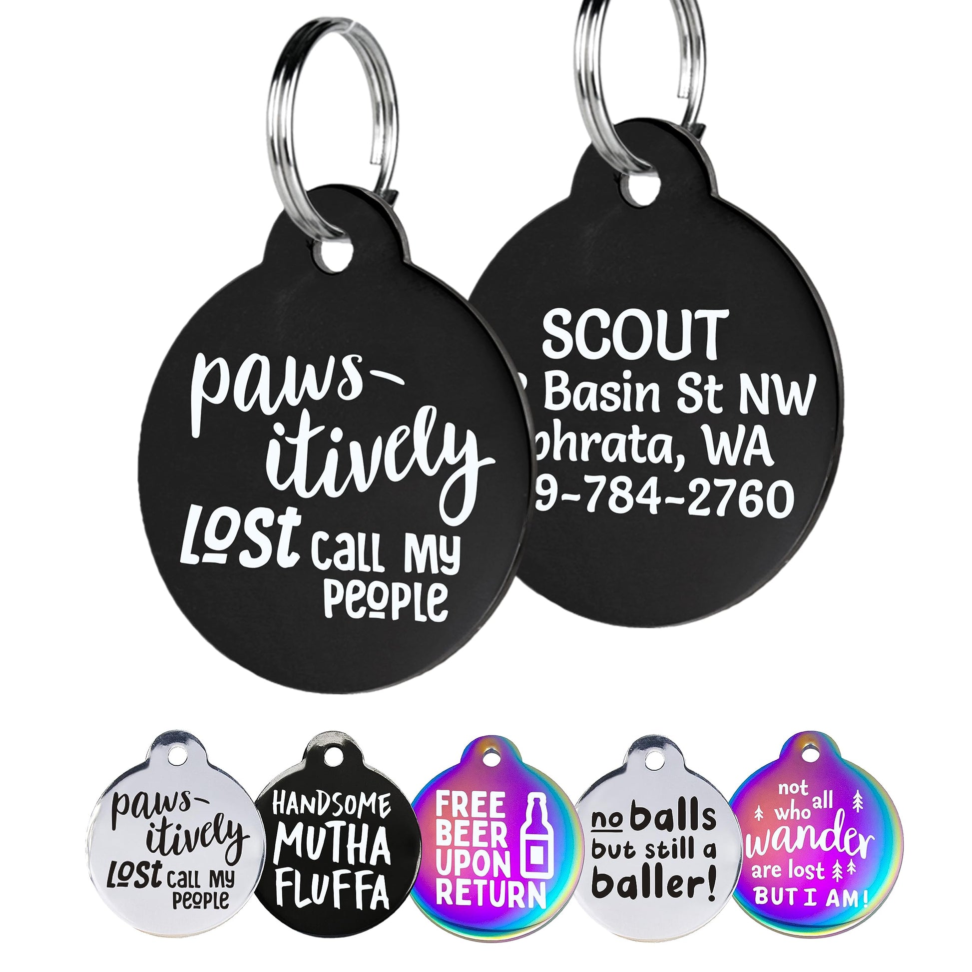 Black Steel Funny Dog ID Tag