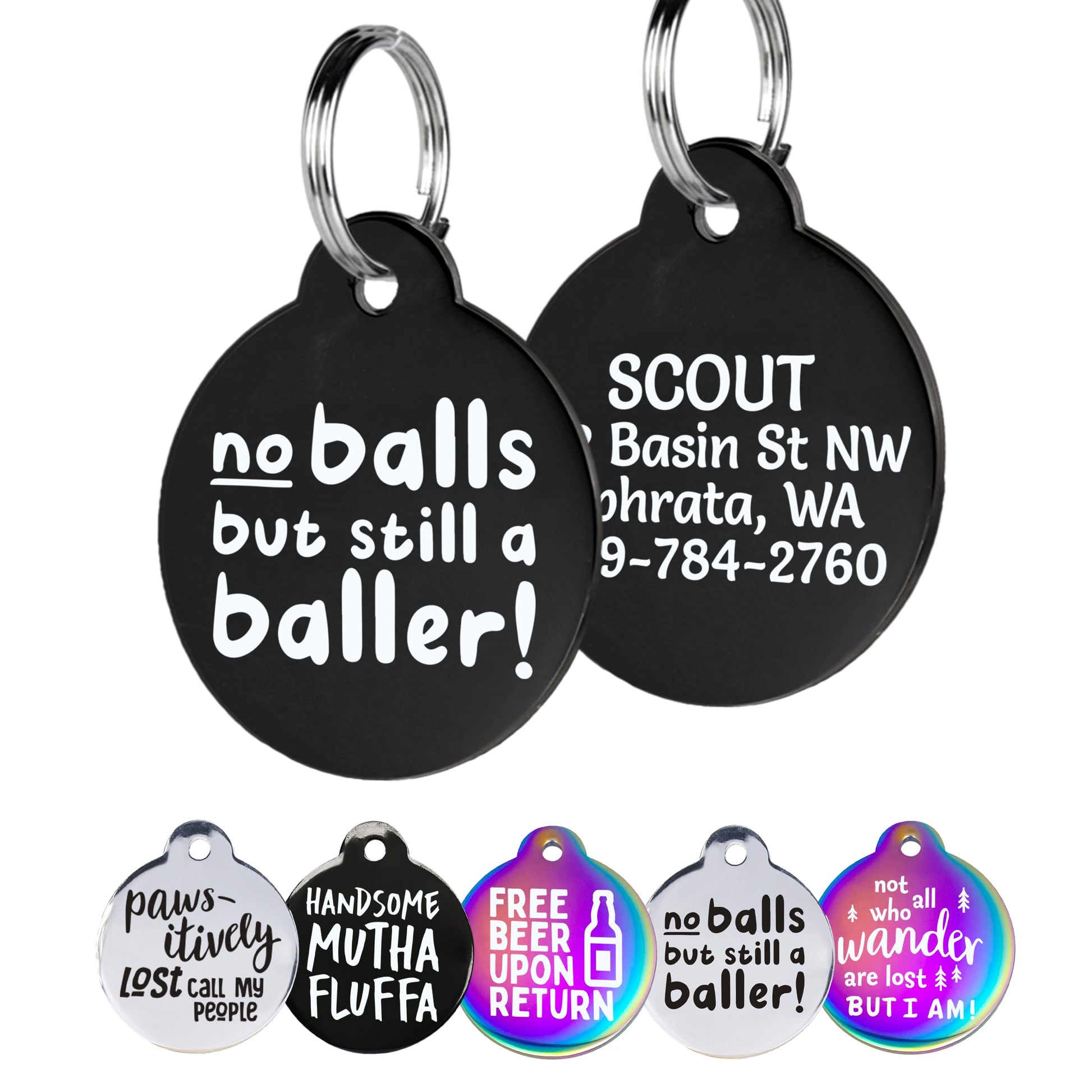 Black Steel Funny Dog ID Tag