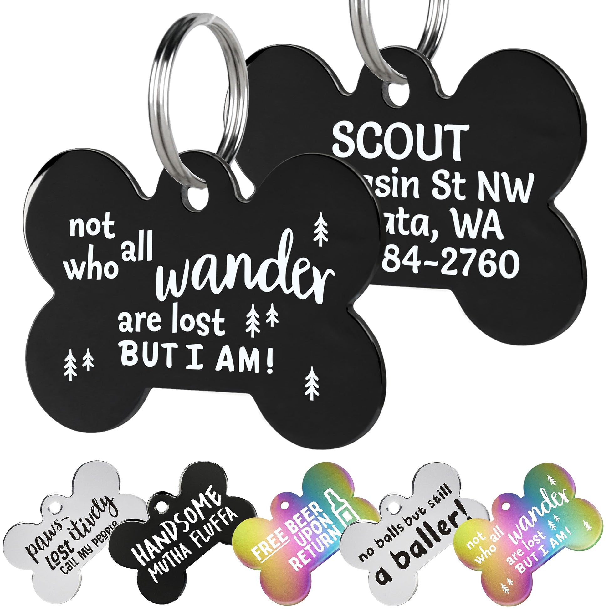 Black Steel Funny Dog ID Tag
