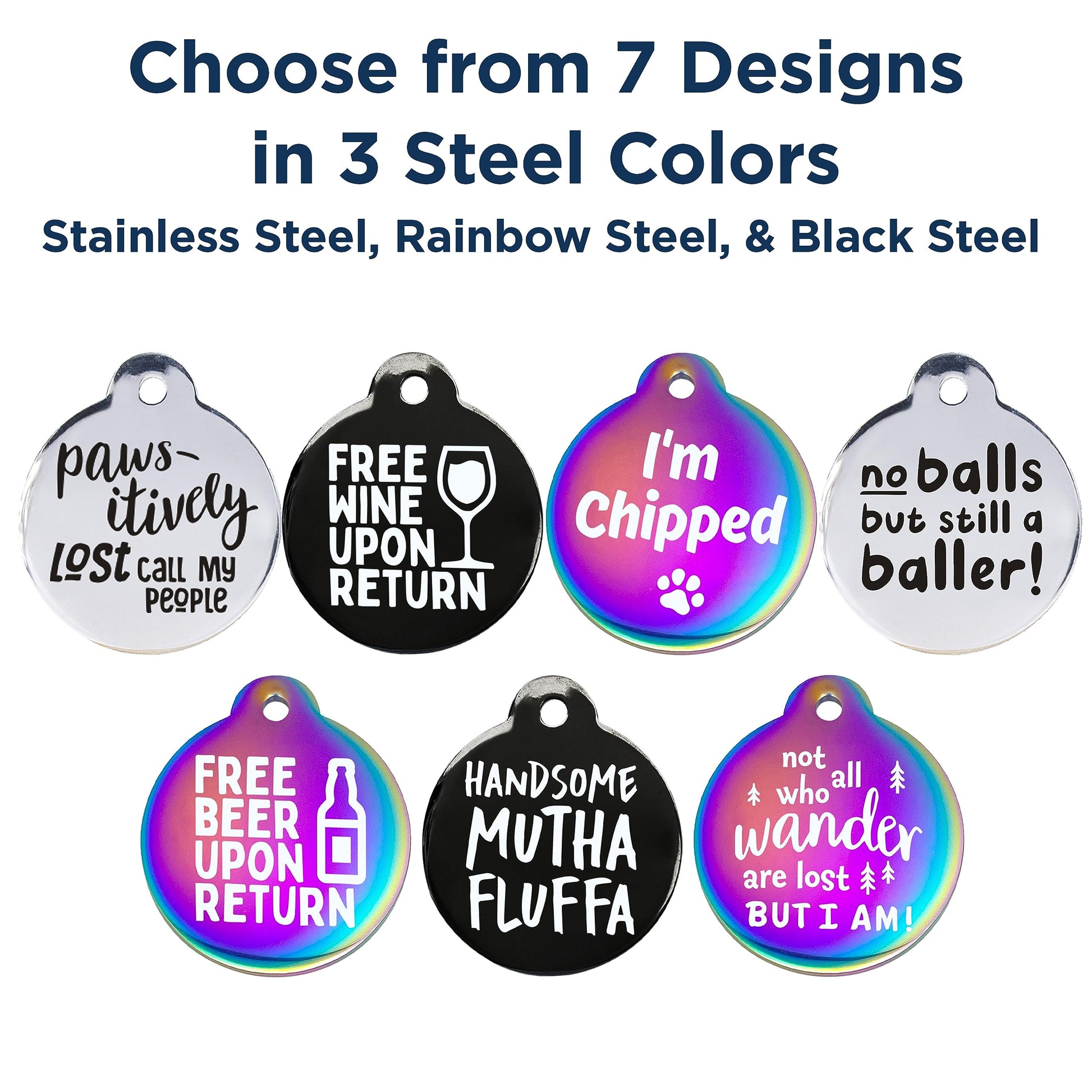 Black Steel Funny Dog ID Tag