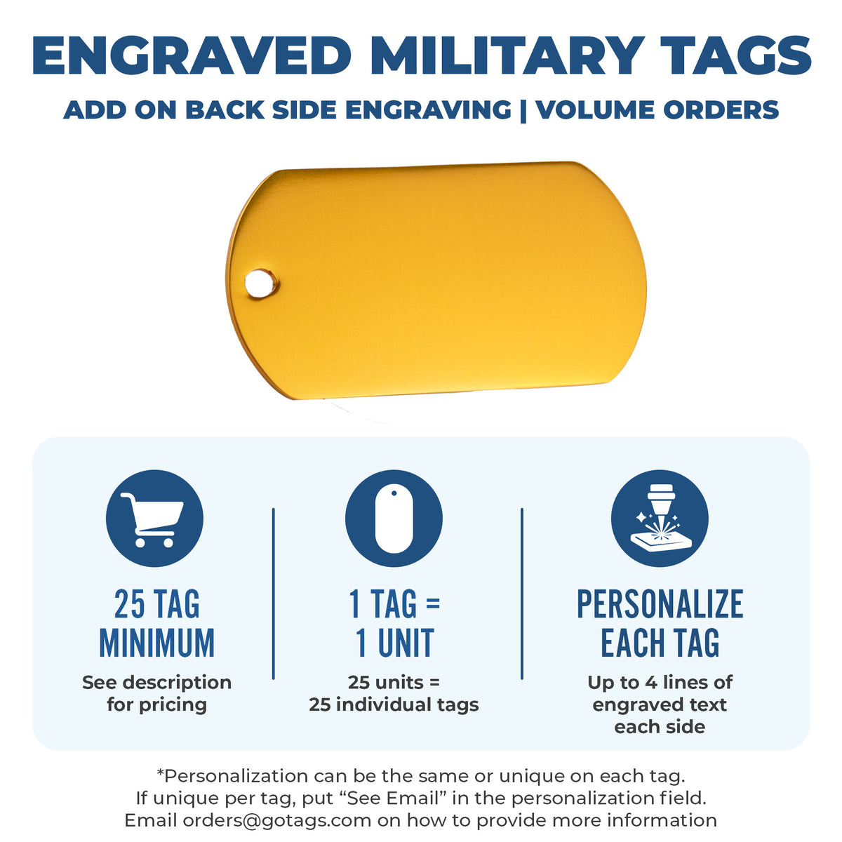 Engraved Military Dog Tags - Volume Pricing