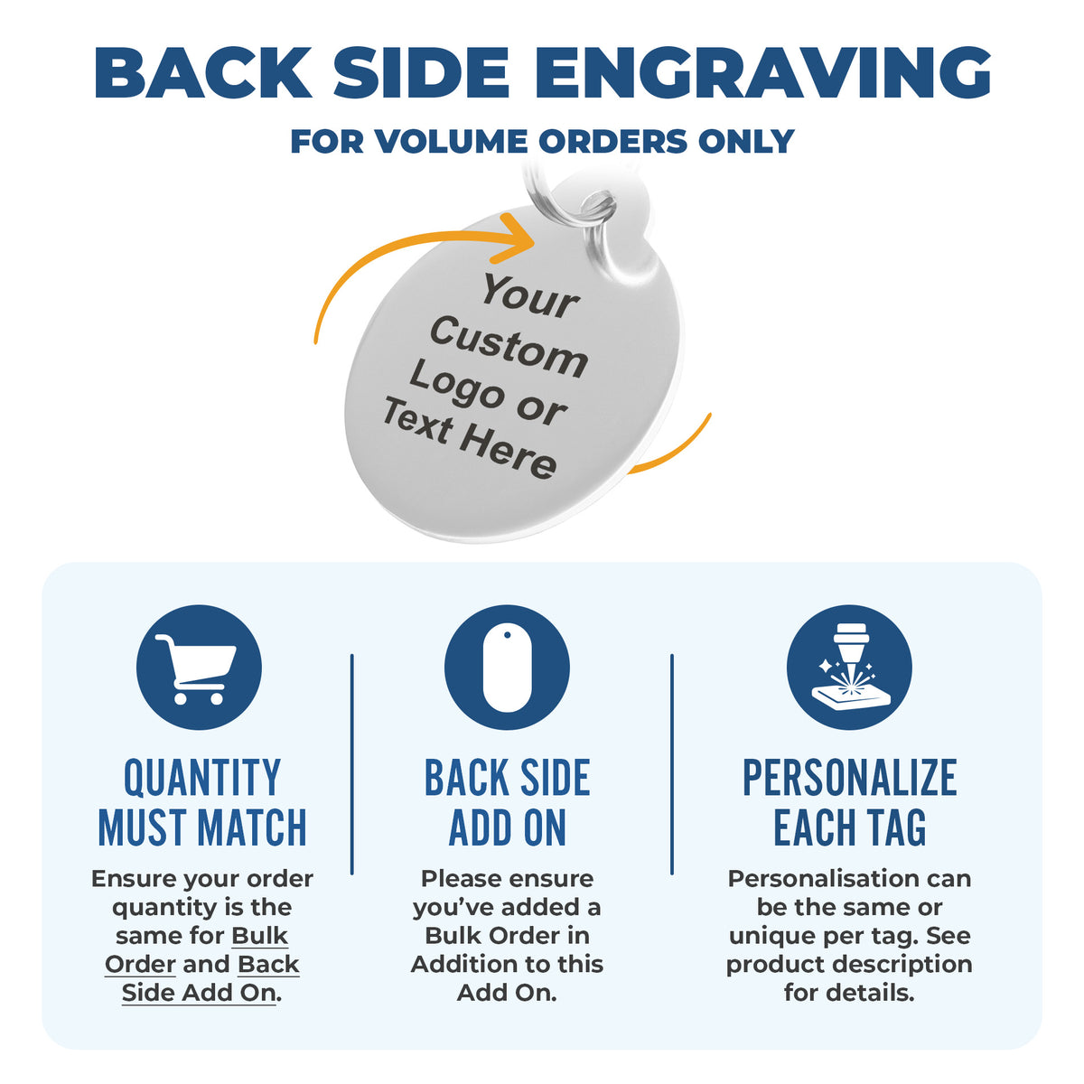 Back Side Engraving for Custom Tags - Volume Orders