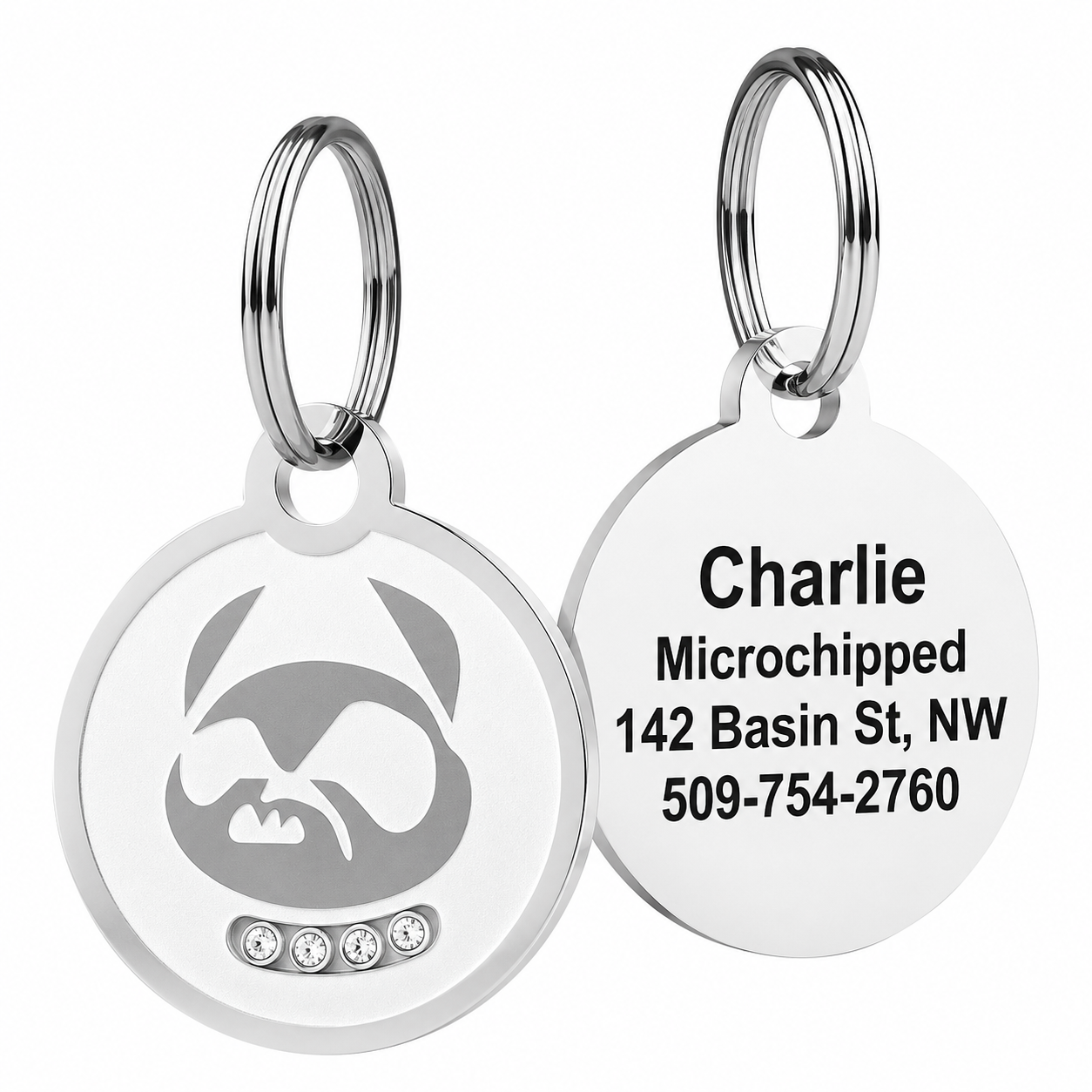 Swarovski Crystal Embossed Pet ID Tag - 6 Designs