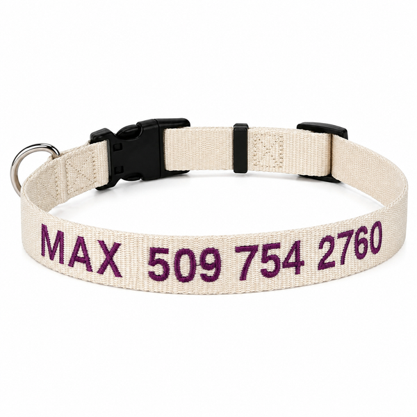 Embroidered Personalized Dog Collar with Quick Release Buckle