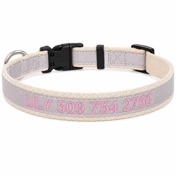 Personalized Reflective Dog Collar with Quick Release Buckle, Embroidered
