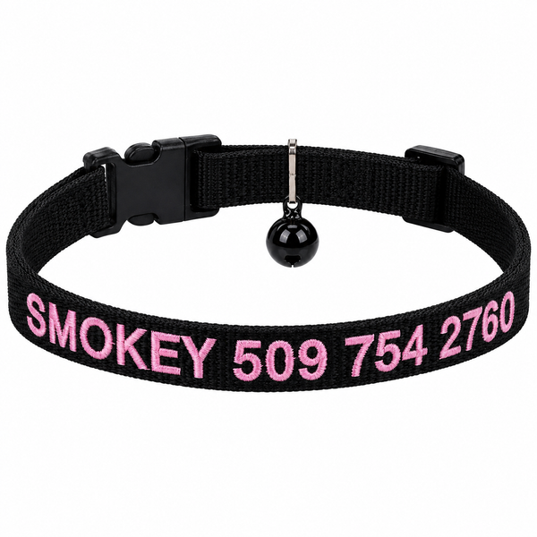 Personalized Embroidered Cat Collar with Breakaway Buckle