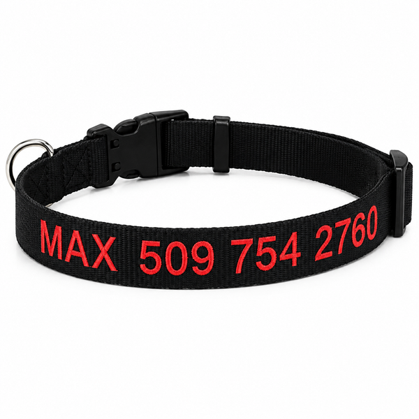 Embroidered Personalized Dog Collar with Quick Release Buckle