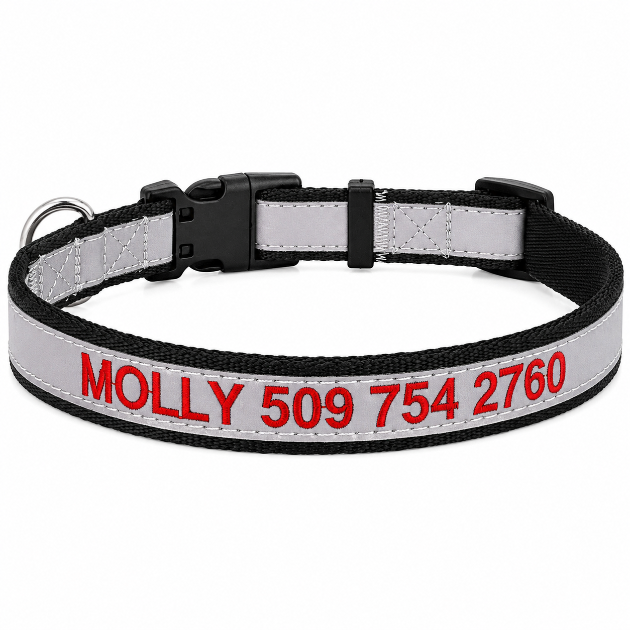 Personalized Reflective Dog Collar with Quick Release Buckle, Embroidered