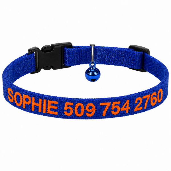 Personalized Embroidered Cat Collar with Breakaway Buckle