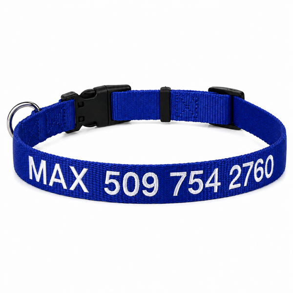 Embroidered Personalized Dog Collar with Quick Release Buckle