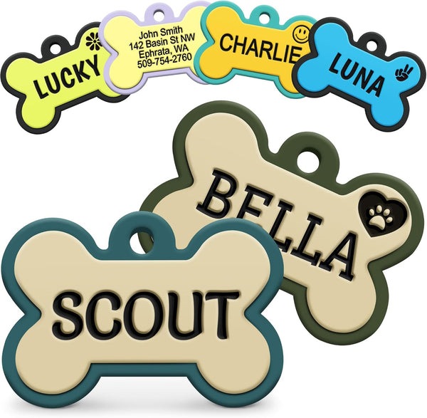 Bone Silent Silicone Dog ID Tag