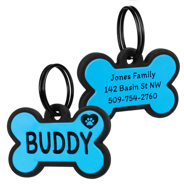 Bone Silent Silicone Dog ID Tag