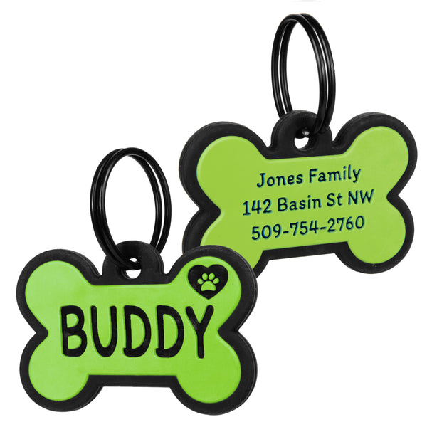 Bone Silent Silicone Dog ID Tag
