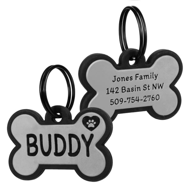 Bone Silent Silicone Dog ID Tag