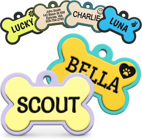 Bone Silent Silicone Dog ID Tag