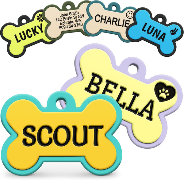 Bone Silent Silicone Dog ID Tag