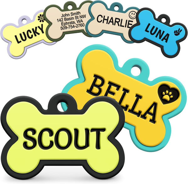 Bone Silent Silicone Dog ID Tag