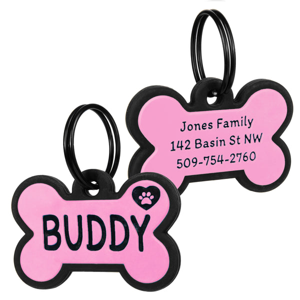 Bone Silent Silicone Dog ID Tag