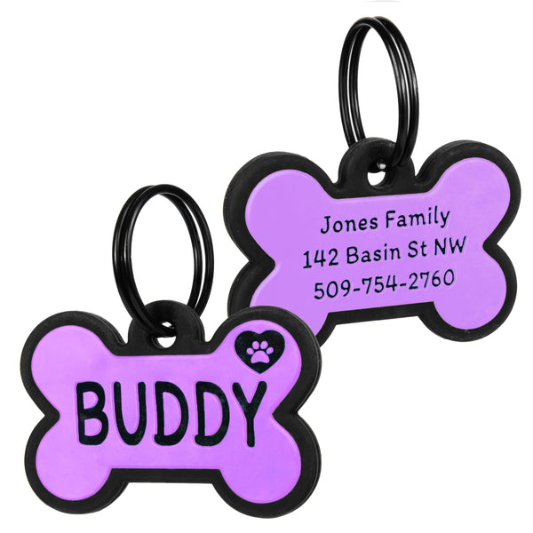 Bone Silent Silicone Dog ID Tag
