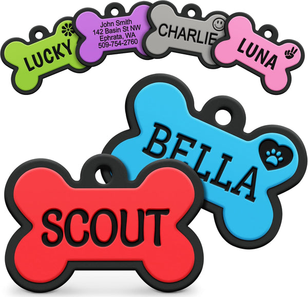 Bone Silent Silicone Dog ID Tag
