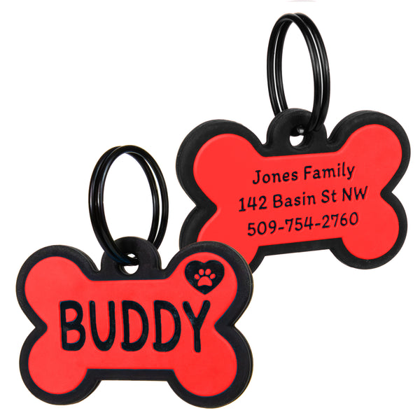 Bone Silent Silicone Dog ID Tag