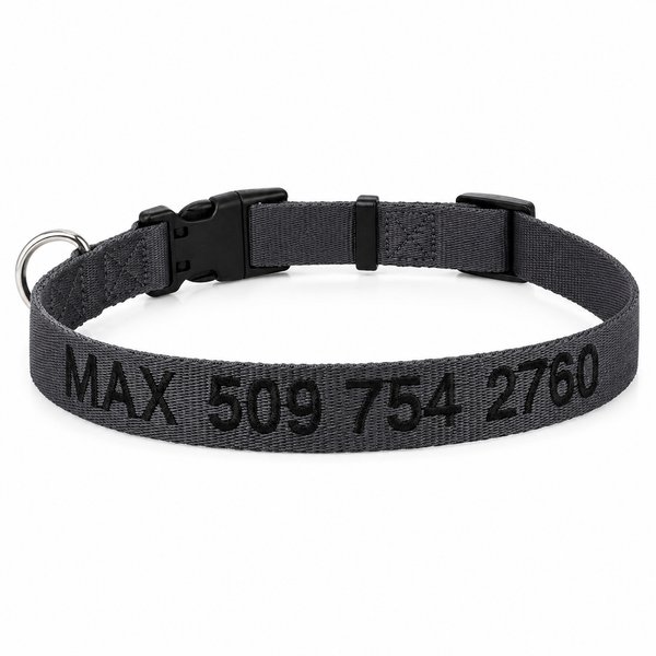 Embroidered Personalized Dog Collar with Quick Release Buckle