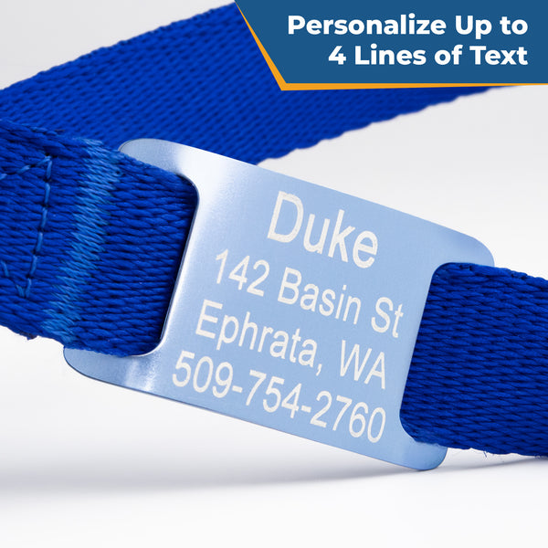 Personalized Dog Collar with Quick Release Buckle, Aluminum Nameplate