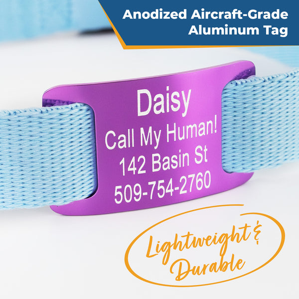 Personalized Dog Collar with Quick Release Buckle, Aluminum Nameplate