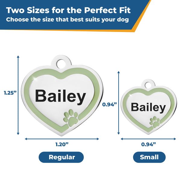 Heart Dog ID Tag with Enamel Paw