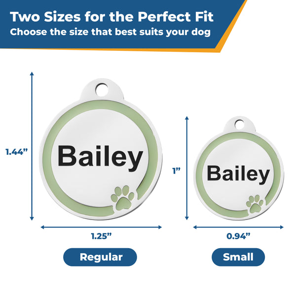Round Dog ID Tag with Enamel Paw