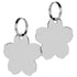 Close-up front view of Flower Pet ID Tag showing polished stainless steel flower shape with key ring on white background