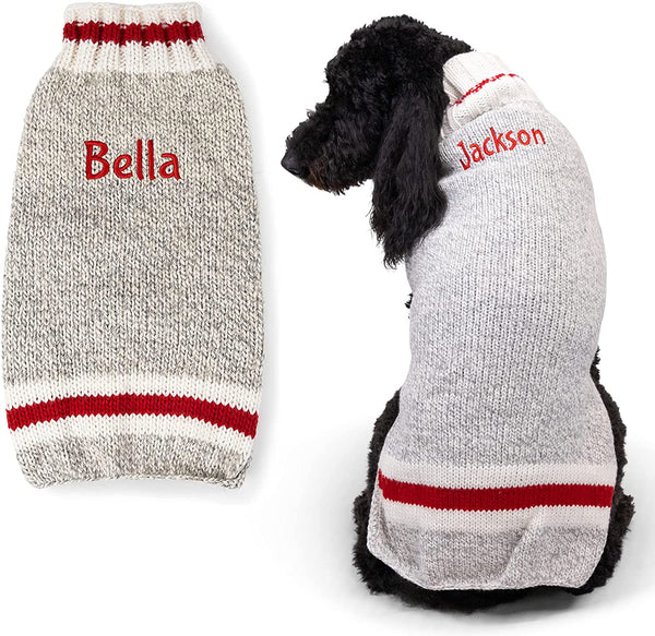Gray Wool Dog Sweater, Personalized
