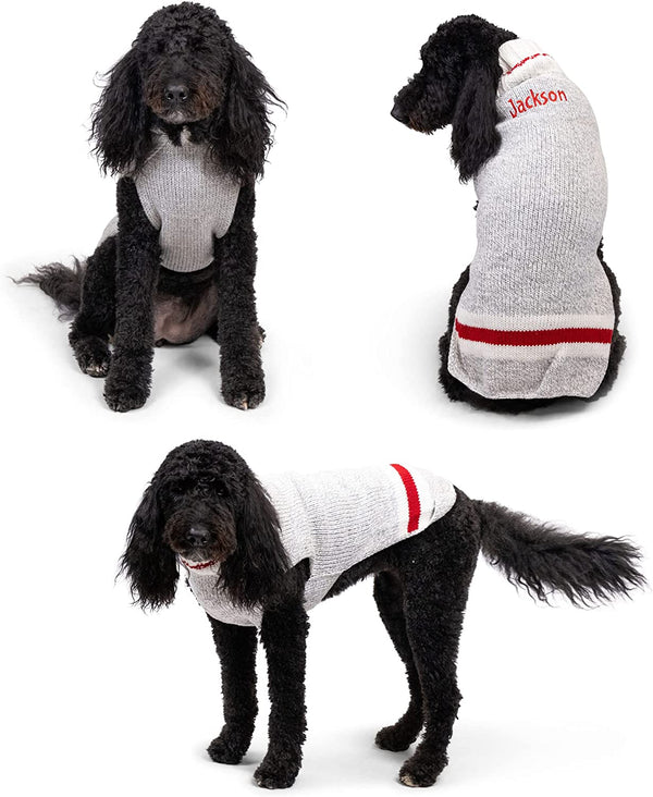 Gray Wool Dog Sweater, Personalized