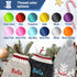 Swatch grid showing 12 labeled thread color options for embroidered dog sweater names, header ‘Thread color options’