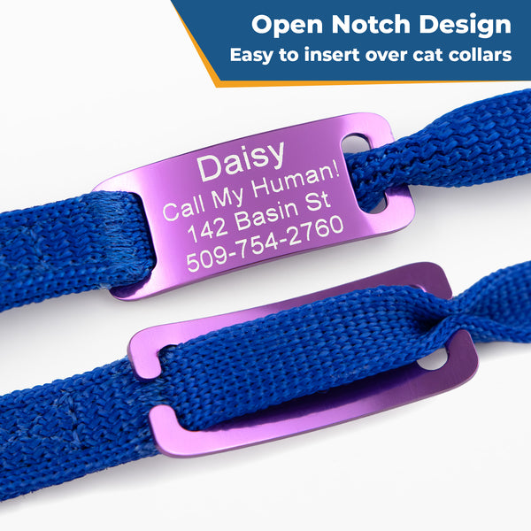 Cat Collar with Slide-On Silent Aluminum ID Tag, Safety Buckle and Bell