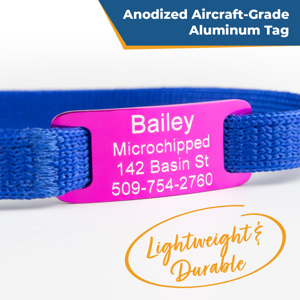 Cat Collar with Slide-On Silent Aluminum ID Tag, Safety Buckle and Bell