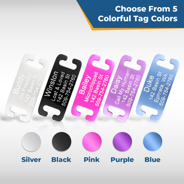 Cat Collar with Slide-On Silent Aluminum ID Tag, Safety Buckle and Bell