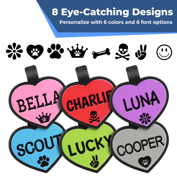 Heart Shape Silent Silicone Pet ID Tag