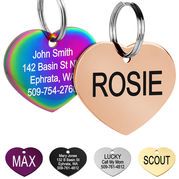 Heart Shape Pet ID Tag in Stainless Steel