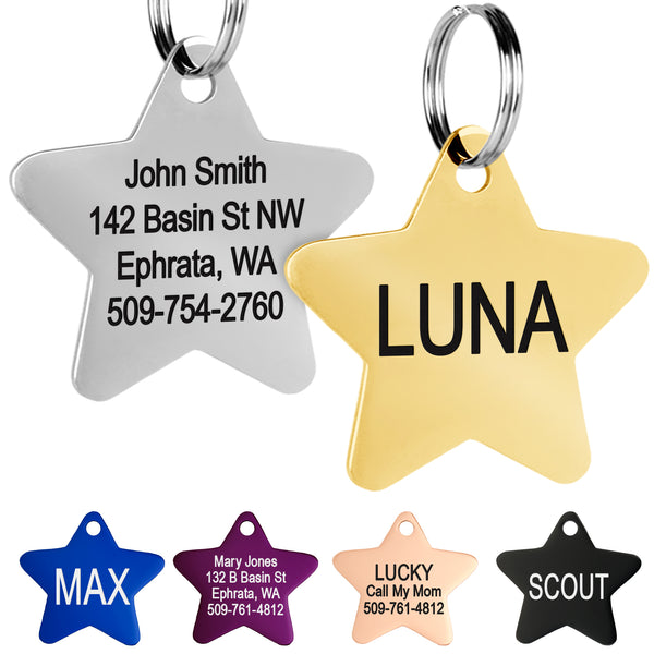 Star Pet ID Tag in Stainless Steel